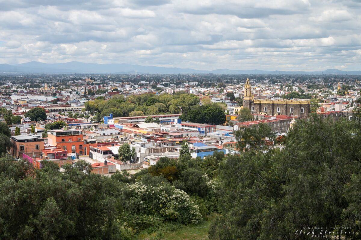 Cholula Pyramid Panorama Cloudy Day